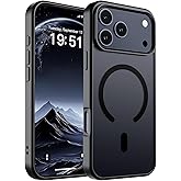 SUPFINE Magnetic for iPhone 17 Pro Max Case (Compatible with MagSafe)(Military Grade Drop Protection) Translucent Matte Shockproof with Anti-Fingerprint Phone Cover, Black