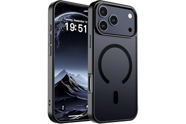 SUPFINE Magnetic for iPhone 17 Pro Max Case (Compatible with MagSafe)(Military Grade Drop Protection) Translucent Matte Shockproof with Anti-Fingerprint Phone Cover, Black