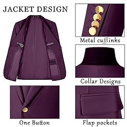 Aowdoy Men's Suits 3 Piece Slim Fit Tuxedo Suit One