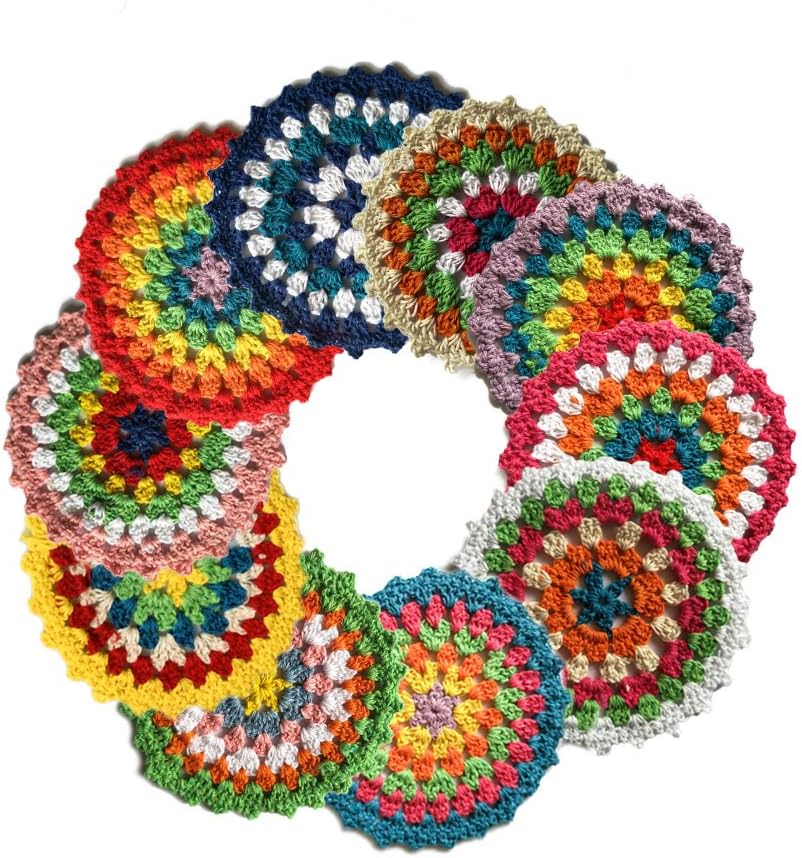 Coasters for Drinks,Vintage Ethnic Floral Design Placemat Value Pack, 10pcs/Set (Hand Coaster)