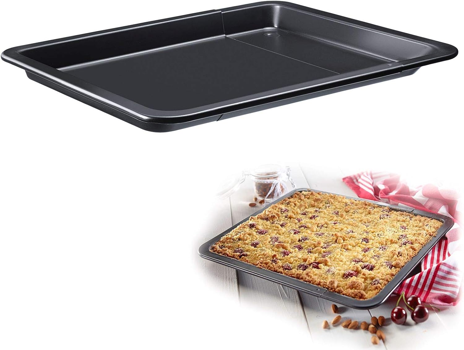 Westmark ausziehbares Backblech, 33 bis 53 cm, Antihaftbeschichtet, Kaltgewalzter Stahl, Back-Meister, Anthrazit, 32972270