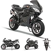 pofluany 50CC Mini Motorcycle for Adults [Mini Size], 4-Stroke Mini Dirt Bike, Gas Power Pocket Rocket Bike, Miniature Kid Di