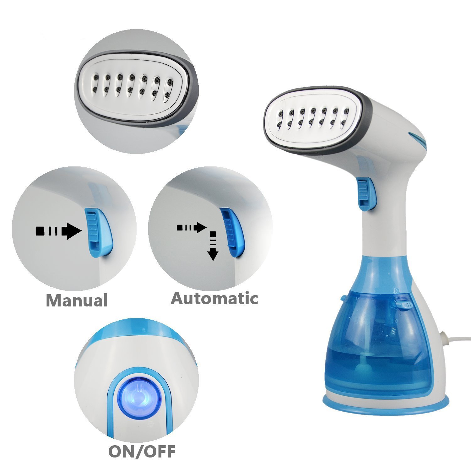 Wishesport Garment Steamer Handheld Fabric Steamer, 15 Seconds Fast Steaming 280ml Removable Water Tank Vertical And Horizontal Steam Dual-Use Clothes Steamer For Home,Travel,Vacation