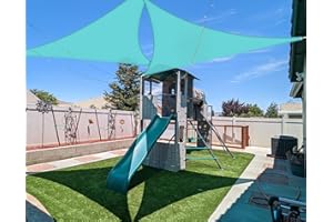 Coarbor 12'x12'x12' Sun Shade Sail Triangle 180GSM Heavy Duty Fabric Cloth Screen for Patio Garden Yard Deck Pergola Canopy Water Permeable & UV Resistant (Turquoise)