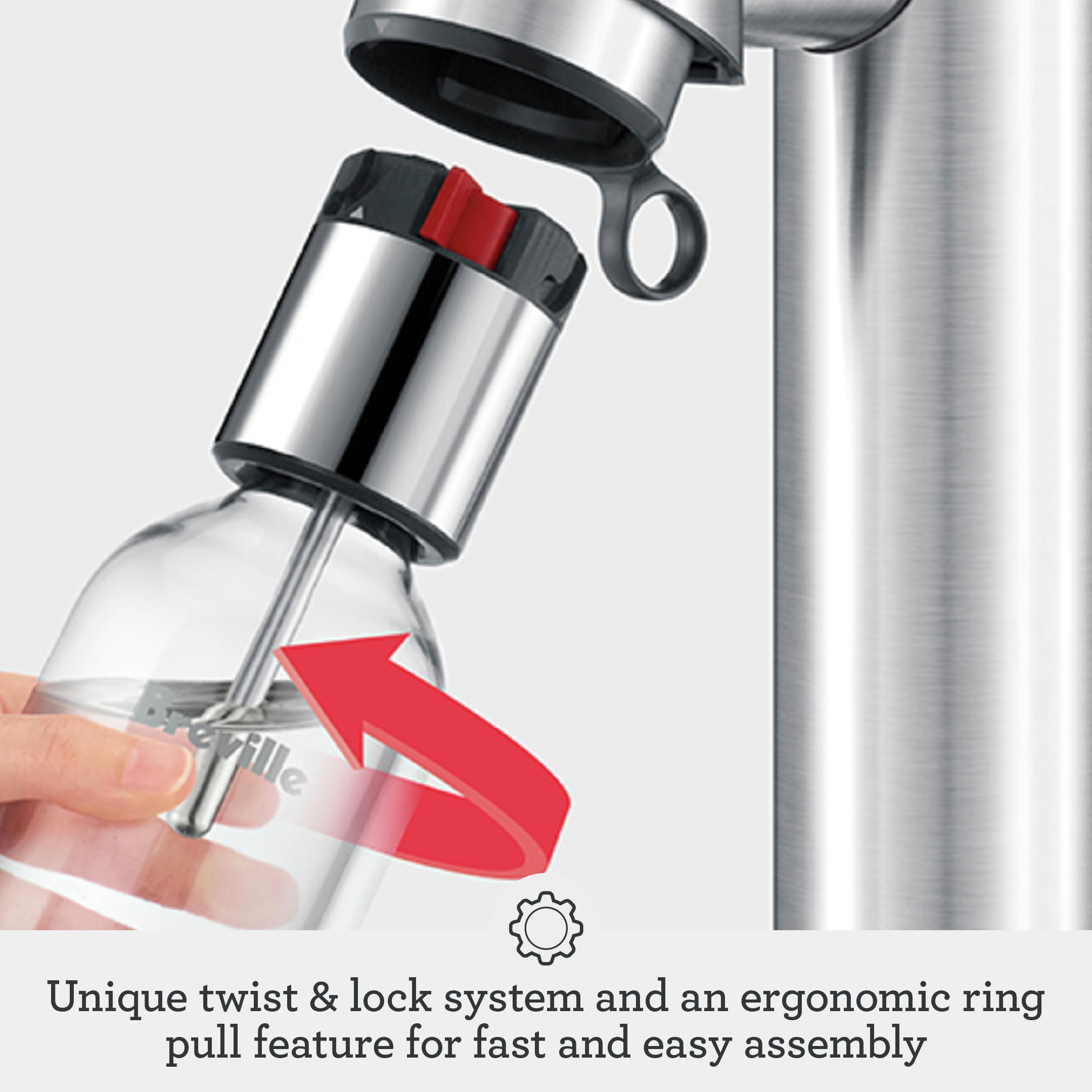 Breville BCA800BSS InFizz Fusion Sparkling Water and Beverage Carbonator, CO2 Cylinder Not Included, Brushed Stainless Steel