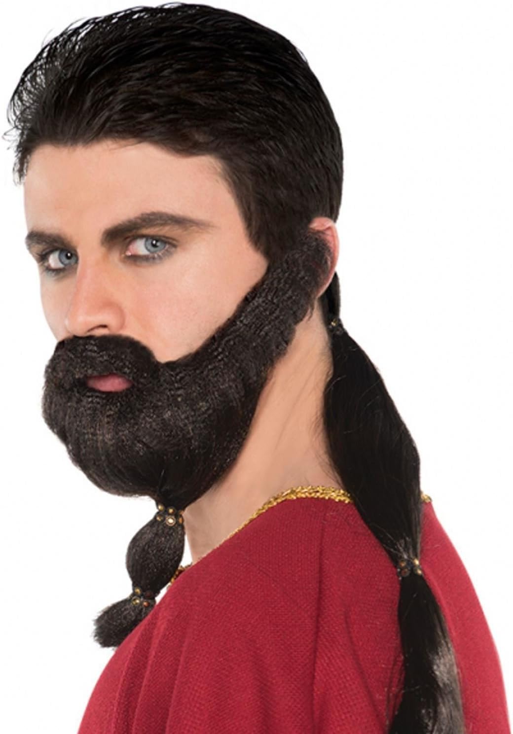 Fancy Dress Vip Adult Mens Warrior Ponytail Beard Facial Hair