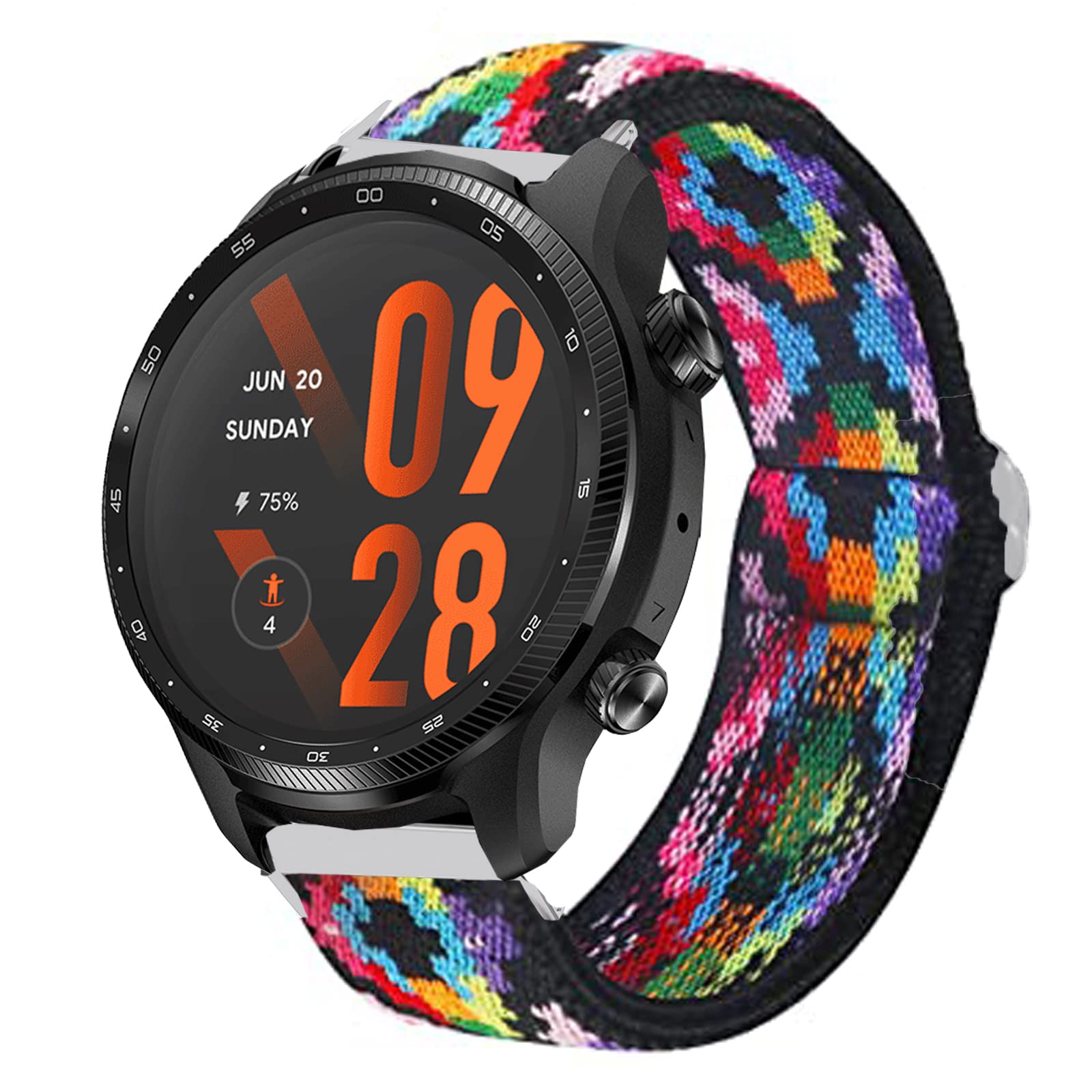 Giaogor Compatible for TicWatch Pro 3 Ultra Band, Stretch Elastics Nylon Adjustable Replacement Strap Accessories Compatible for icWatch Pro 3 Ultra GPS Smartwatch 2021 (Colorful)