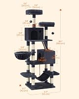 Feandrea Cat Tree 168 cm Large Tower with 13 Scratching Posts Smoky Grey view 6