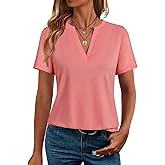 Womens V Neck Summer Tops Short Sleeve Tops Casual Loose Fit T Shirts Trendy Tees Fashion Clothing 2026