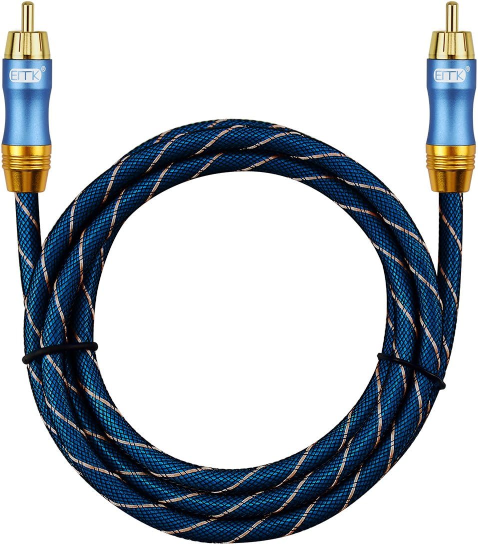 EMK Subwoofer Cable (9.8ft/3m) -Digtal Coaxial/Subwoofer Cable Dual Shielded with Gold Plated RCA to RCA Connectors -Top Blue Series: Industrial & Scientific