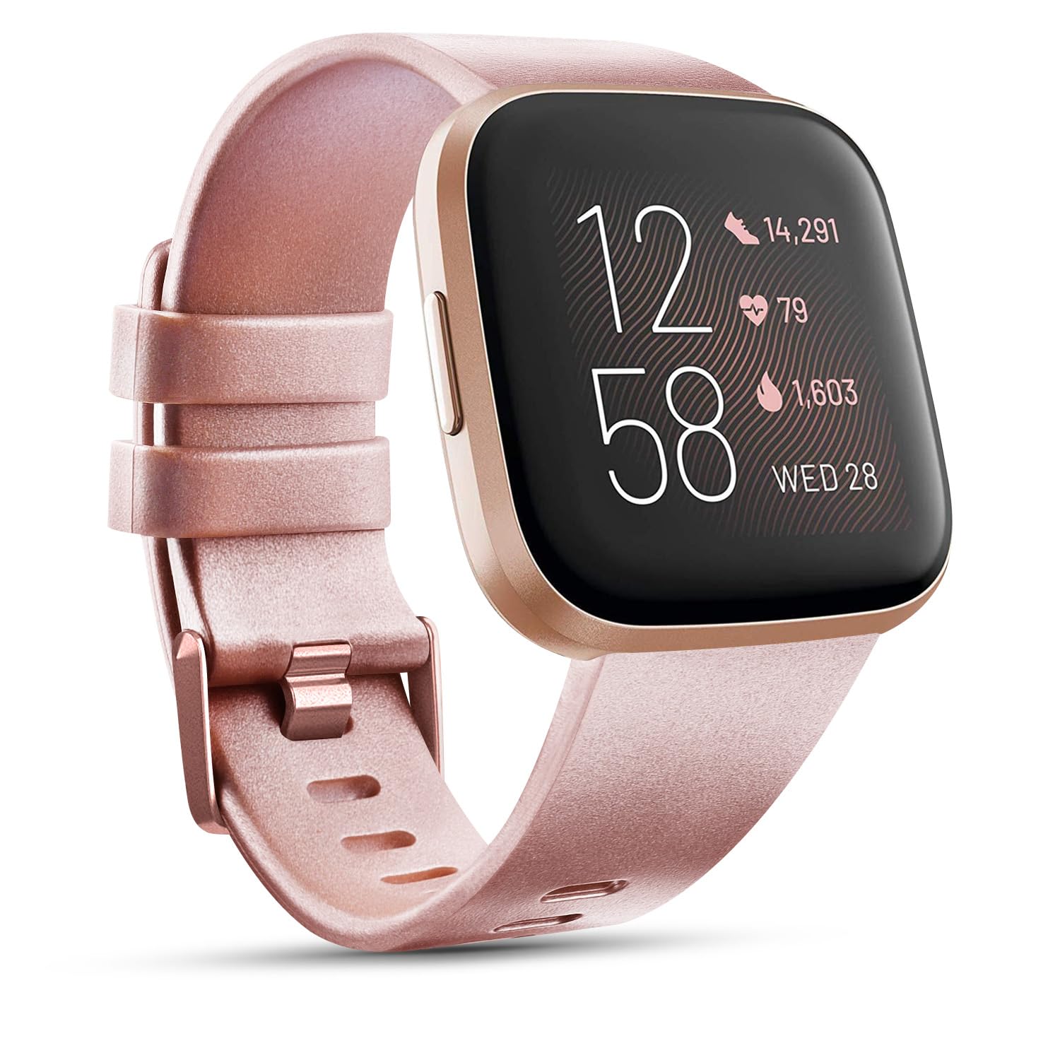 Wanme Strap for Fitbit Versa 2 Straps/Fitbit Versa Strap/Fitbit Versa Lite Strap for Women Men, Silicone Sport Classic Replacement Straps Compatible with Fitbit Versa Lite/Fitbit Versa 2(L,Rose Gold)