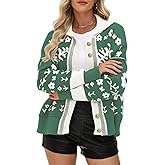 yoeasy Womens Floral Cardigan Sweater Color Block Open Front Long Sleeve Button Down Knit Loose Short Cardigan Sweaters