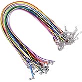 Yolev 28Pcs Waxed Cotton Cord - Mix Color Necklace & Rope String with Lobster Claw Clasp - 18 Inches