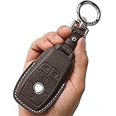 CISUI Genuine Leather Smart Key Fob Cover, Keychain Shell Compatible for Mercedes-Benz A, C, E, S, CLA, CLS, GLA, GLB, GLC, GLE, GLS, G Class 2017-2022 (4-Button,Dark Brown)