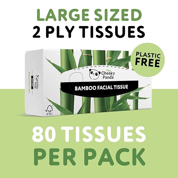 THE CHEEKY PANDA BAMBOO FACIAL TISSUES BOXES | FLAT TISSUE BOX (80 TISSUES PER BOX) | SOFT 3 PLY BAMBOO TISSUE PAPER