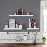 VASAGLE LWS28WT Wall Shelf 80 cm MDF White Floating Shelf view 2