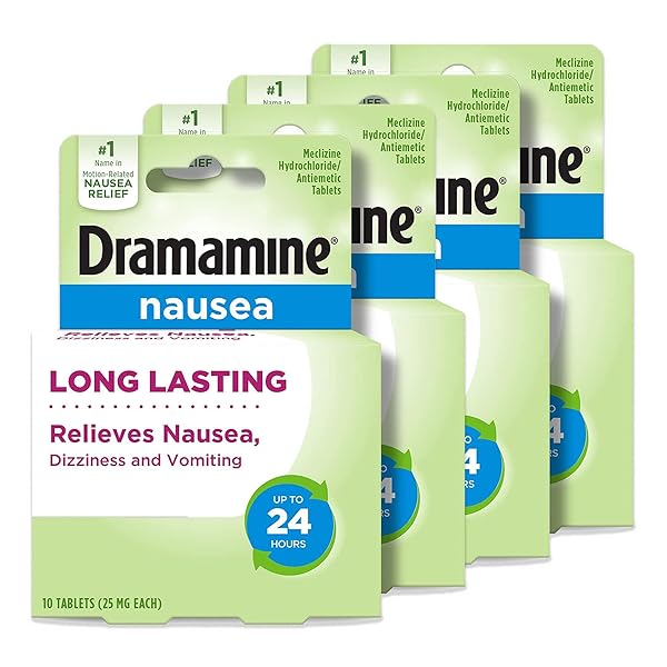 DRAMAMINE NAUSEA LONG LASTING, NAUSEA RELIEF, 10 COUNT, 4 PACK