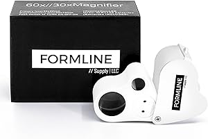 FORMLINE SUPPLY Formline LED Illuminated Jewelers Loupe/Trichome Scope (60x + 30x Lens) - Magnifier Made for Gardening, Jewelry, Antiques, Coins, Rocks, Stamps, Hobbies, Watches, Photos and Science (White/Silver)