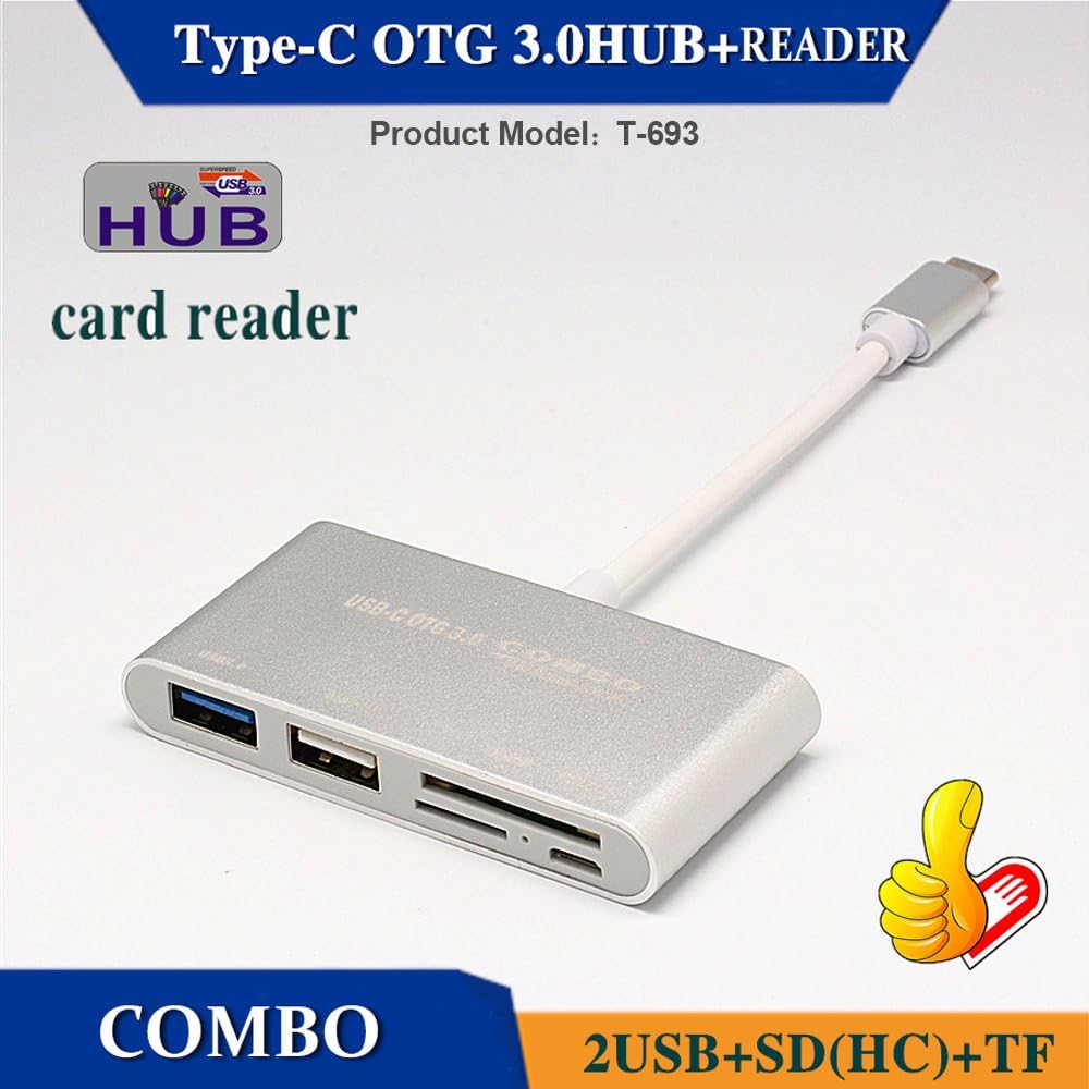 Auspry Elite 3 Port USB-C HUB with 2 SD Card Reader for Apple Macbook, Google Chromebook