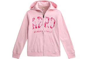 AEROPOSTALE Girls Zip Up Hoodie - Soft Cozy Fleece Full Zip Graphic Hoodies for Girls - Trendy Fall Fashion Kids Sweatshirts