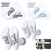scenicamp Bride Socks for Wedding Day 2 Pairs - Bridal Groom Socks Bride to Be Something Blue Cotton Ankle Sock with Gift Box