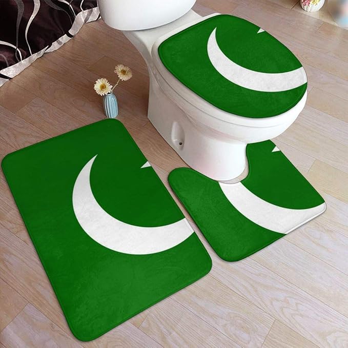 Pedestal Mat and Toilet Lid Cover，Non-Slip Bathroom Floor Mat 
