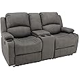 Camper Comfort 67" Wall Hugger Reclining | RV Theater Seats | Double Recliner RV Sofa & Console | RV Couch | RV Theater Seating | RV Furniture (Manual, Slate)