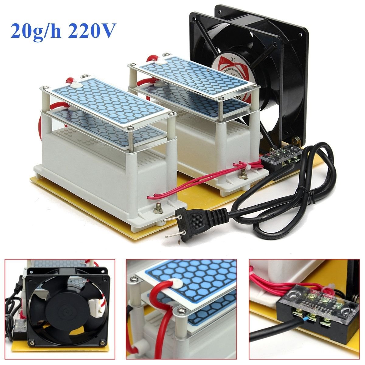 AC 220V 20g Commercial Ozone Generator Air Purifiers Disinfection Machine+Fan