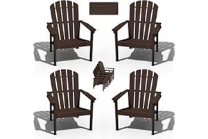 nevilywood Compact Stackable Adirondack Chairs Set of 4, 26.3" Wide HDPE Outdoor Patio Chairs - Durable, Space-Saving Design for Porch, Lawn or Garden, Coffee
