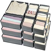 Fordonral 16 Pack Drawer Organizer Clothes, Foldable Fabric Dresser Organizer Closet Organizers and Storage Box for Underwear,Folded Clothes,Baby Clothing,Socks,Bra,Towels,Ties(Gray)