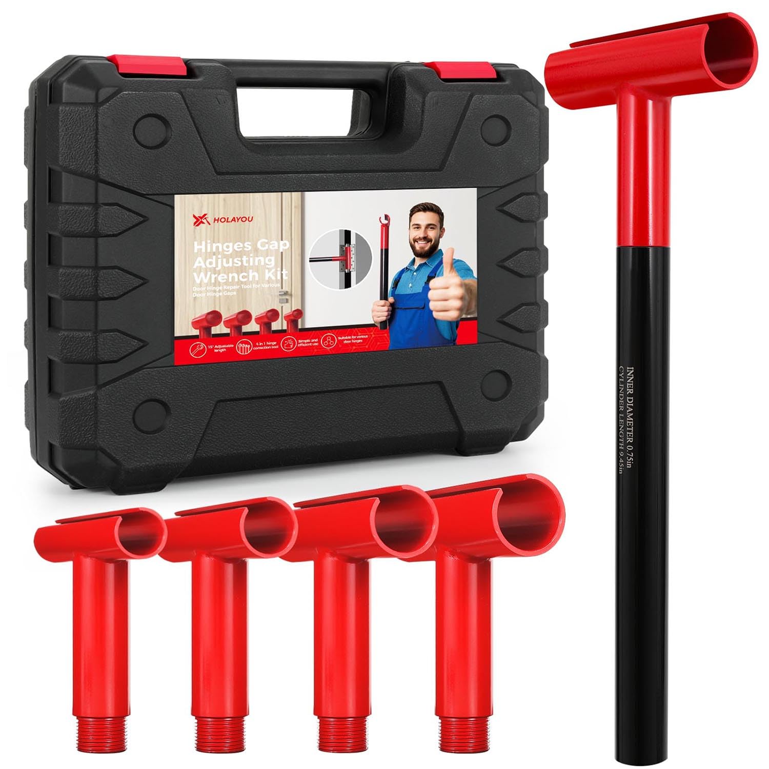 Photo 1 of HolaYou Door Hinge Adjustment Tool,Hinge Gap Adjusting Wrench Set for Residential and Commercial Heavy Door,Hinge Repair Wrench for Round Bolt Hinged Doors.