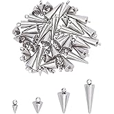 UNICRAFTALE about 48pcs 4 Sizes Cone Charms Spike Hypoallergenic Pendants Stainless Steel Charms Small Hole Cone Pendants for DIY Earring Jewelry Making