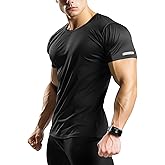 YumiDay Mens Workout Shirts Fitted, Quick Dry Gym Tshirts Running Athletic Top Moisture Wicking Tee