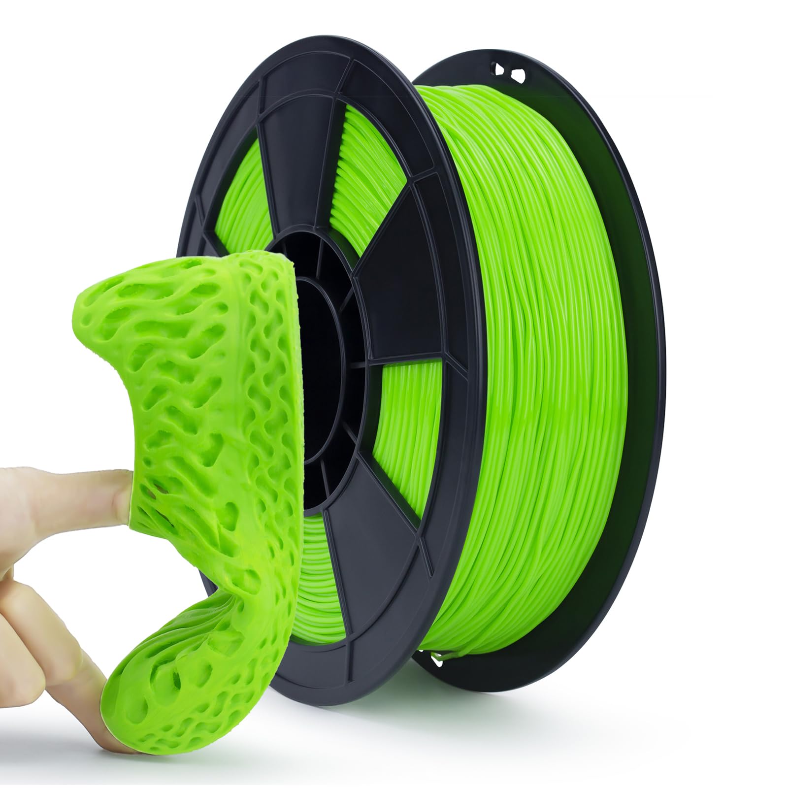 ZIRO 95A Flexible TPU Filament 1.75mm, 3D Printer Filament 1.75mm TPU Flexible Filament 0.8KG Spool, Dimensional Accuracy +/- 0.05mm, Green