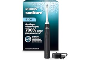 Philips Sonicare 4100 Series Electric Toothbrush - Sonic Toothbrush with Advanced Sonic Technology, Pressure Sensor, Two Intensity Settings, Smartimer & Quadpacer, Black, Model HX3681/24