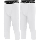 Boys' Compression Pants, Youth Athletic 3/4 Leggings Capris Base Layer | Quick Dry Tights for Kids, Stretch Athletic Leggings for Basketball, Football, Baseball, Running and Outdoor Training