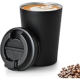 sweet grain Travel Coffee Mug - 12oz Stainless Steel Reusable Coffee Cup with Leakproof Lid, Vacuum Insulated Coffee Tumbler with Built-in Scale for Keep Hot/Ice Coffee,Tea and Beer - Black