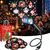 Plug and Play HD Christmas Projector, Christmas Projector with 6/10 Festive Discs with Flexible Gooseneck and Interchangeable Scenes for Bedroom, Living Room &amp; Party Display，10 pcs