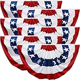 HOOSUN American Flag Bunting for Outside,USA Pleated Fan Flag 1.5x3 FT,American Bunting Flags outdoor Patriotic Decorations,Presidents Day Decorations,Red White and Blue Buntings Banner 6 Pack