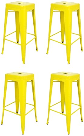 The Spanish Chair Set Of 4 Tolix Stools Yellow 76x43x43