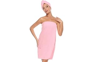 ROSYLINE Bath Towel for Women Towel Wrap with Hair Drying&Adjustable Closure Pink L