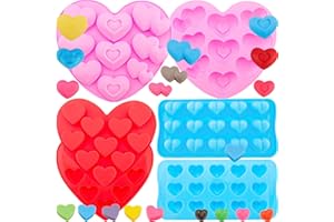 WINERMING Heart Shaped Silicone Molds 6pcs Love Heart Shape Molds Chocolate Candy Cake Jelly Pudding Mousse Handmade Soap Candles Mould Non-stick Silicone Baking Pan for Valentine's Day Wedding Cupcake Decor