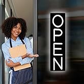 Large Vertical Open Sign for Business 21.6 Inch, Dimmable Bright LED Neon Open Sign Lighted Opening Neon Light for Business Storefront Window Glass Door Retail Shop Store Bar Salon Restaurant, White