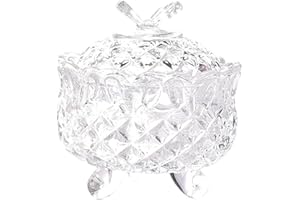 Candy Dish with Lid - 4 Inch Crystal Glass Sugar Bowl with Butterfly Decor, Covered Cookie Jar for Home Holiday Celebrations