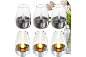 Solar Power Tea Lights - Flameless Warm Decorative Candle - Flickering Waterproof Solar Power Tea Light - for Home Living Roo