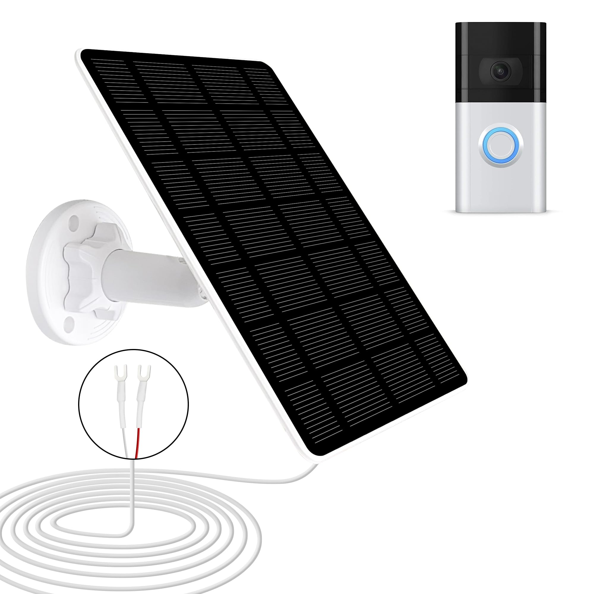 Photo 1 of Solar Panel for Ring Doorbell, 5W Solar Charger Compatible for Ring doorbell, Video Doorbell 2/3/3 Plus,Video Doorbell 4, Video Doorbell Plus, for Ring Battery Doorbell Pro with 13ft Charging Cable