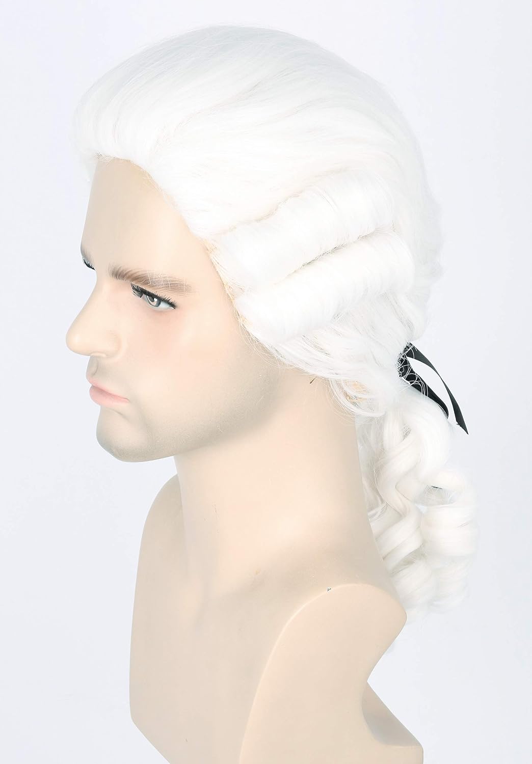 Topcosplay Baroque Noble Wig - Long White/Blonde Wig with Ponytail for Halloween Parties - Image 4