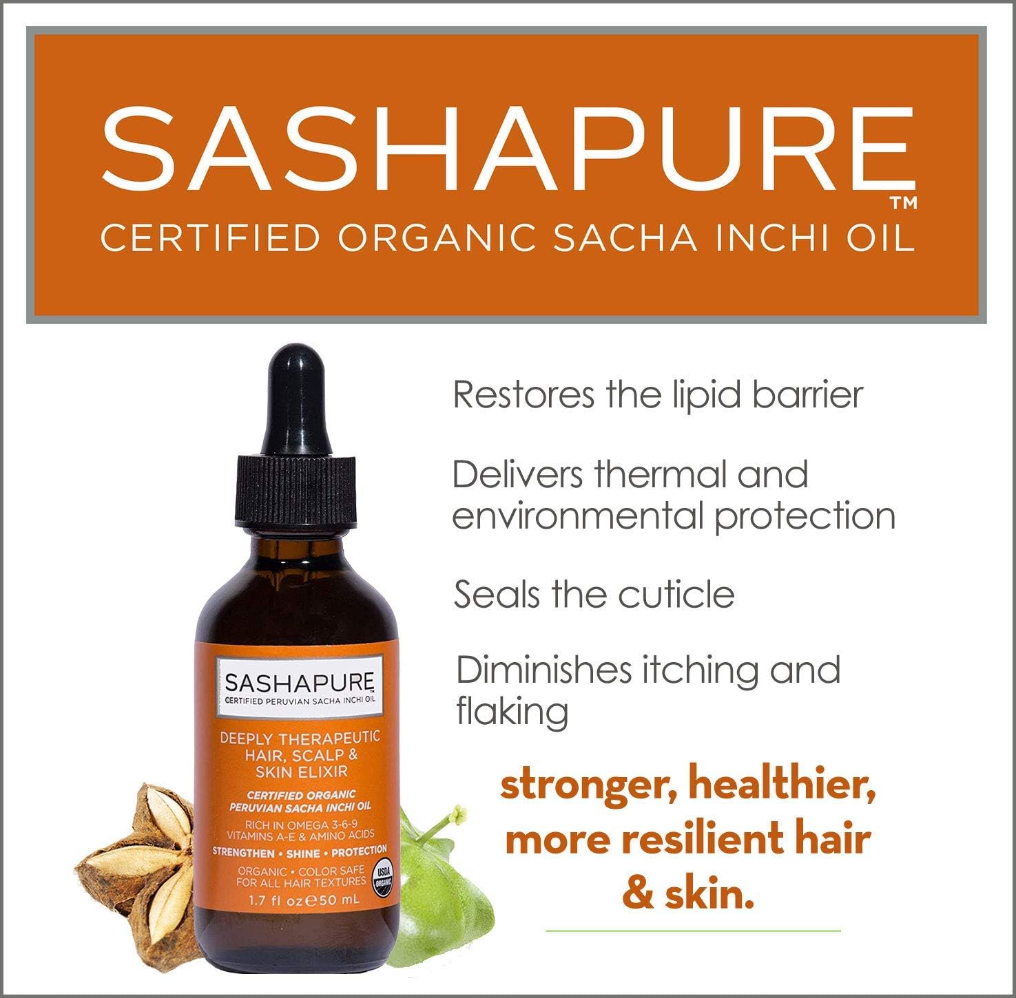 Sashapure Deeply Therapeutic Hair, Scalp & Skin Elixir, No Color - Image 5