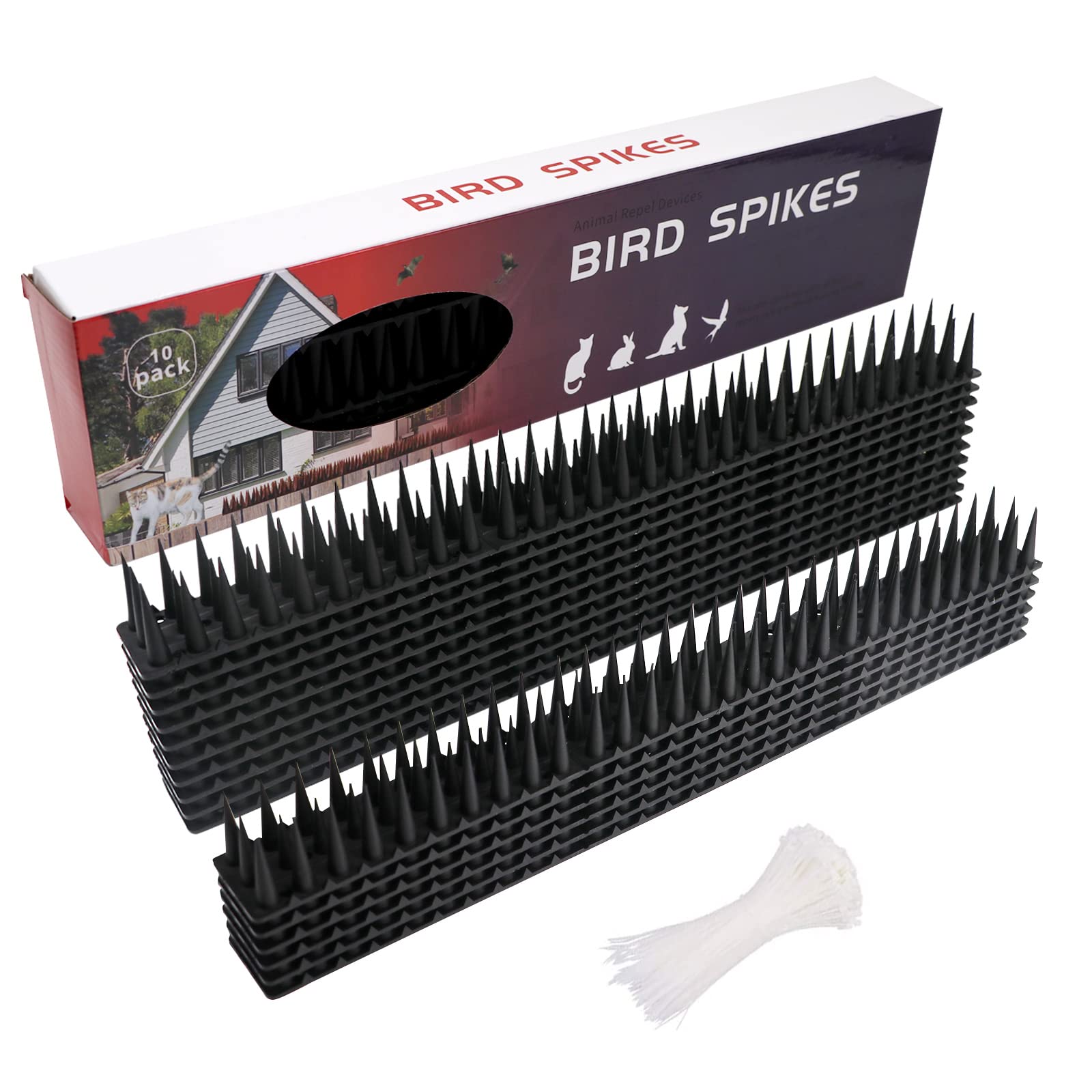 MAINOSHY 10PCS Fence Spikes for Bird Pigeon Cat Plastic Bird Spikes Pigeon Spike Garden Security Bird Deterrent Spikes for Squirrel Pigeon