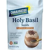 Carrington Farms Holy Basil Seeds (Tulsi/Sabja Seeds) 8 oz - High-Fiber Edible Seeds for Smoothies, Puddings, Falooda Drinks &amp; Overnight Oats | Vegan, Keto &amp; Paleo | Gluten-Free, Non-GMO